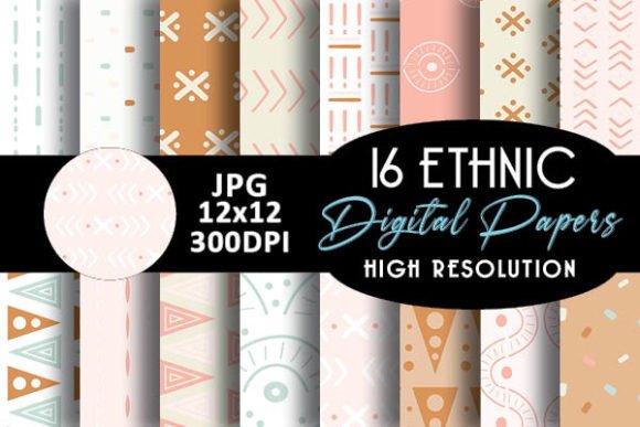 Boho Ethnic Digital Papers Patterns