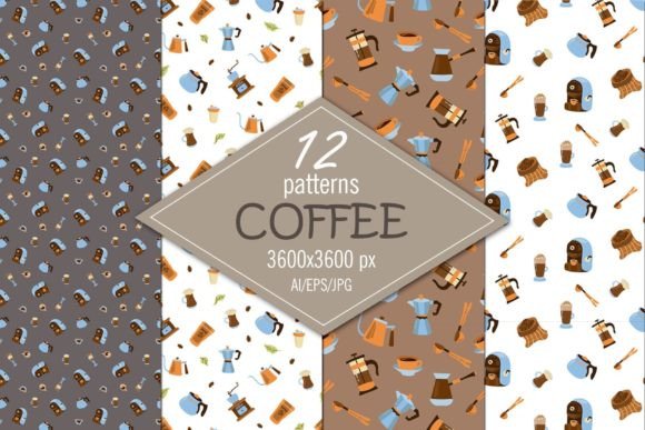 Coffee Digital Paper Seamless Patterns