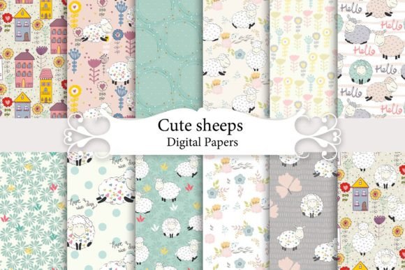 Cute Sheeps Seamless Patterns