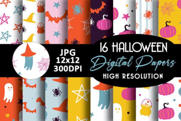 Dark Halloween Digital Papers Patterns