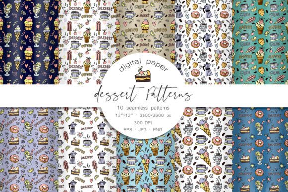 Dessert Patterns. Sweets and Coffee