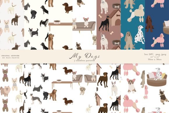 Dog Seamless Patterns – Animal Papers: Where Heartfelt Design Meets Professional Versatility