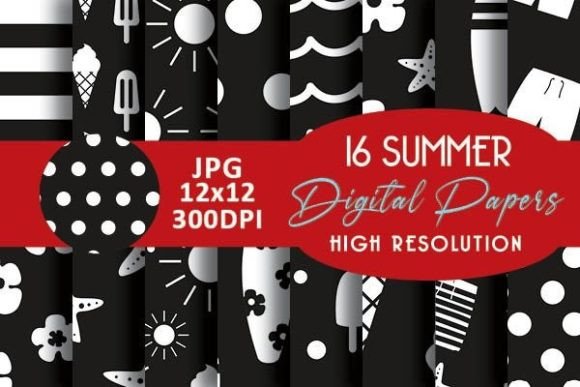 Ice Cream Summer Digital Papers Patterns