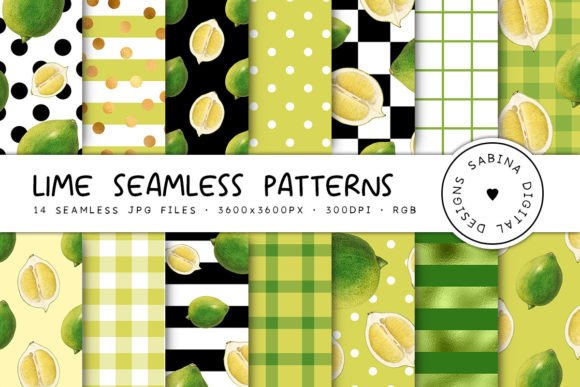 Lime Seamless Patterns & Citrus Papers: High-Resolution Digital Textures for Versatile Creative Work