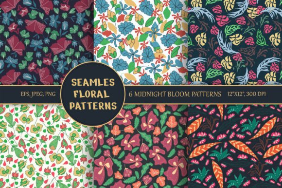 Midnight Bloom Floral Patterns: Versatile, High-Resolution Digital Papers for Creative Professionals
