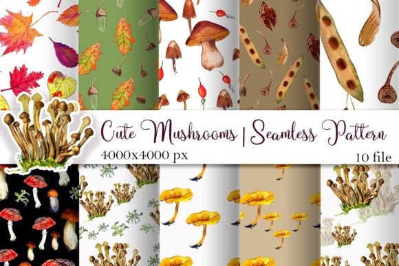 Mushroom Autumn Seamless Patterns: Nature-Inspired Design for Every Creative Need