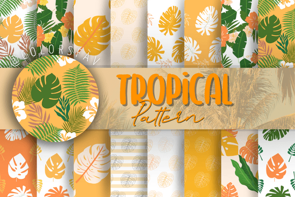 Peach Tropical Seamless Patterns Bundle