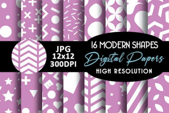 Pink Geometric Digital Papers & 16 Neon Geometric Premium Patterns: Creative Fuel for Modern Designers