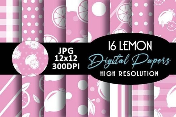 Pink Lemon Digital Papers: 16 Vibrant, Versatile Lemon-Themed Backgrounds for Creative Projects