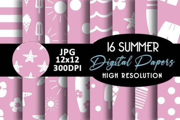 Pink Summer Digital Papers: 16 Vibrant, Versatile Backgrounds for Creative Projects