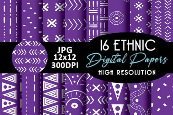 Purple Ethnic Digital Papers Patterns: A Creative Resource for Diverse Design Applications