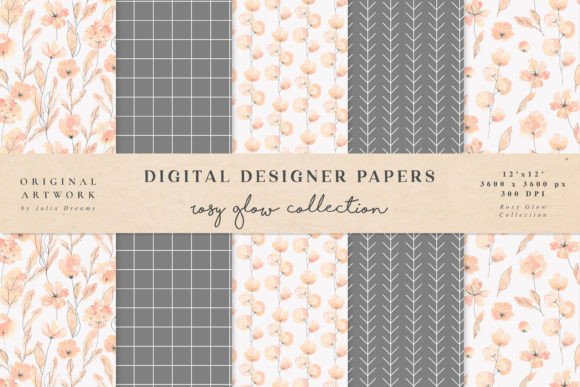 Rosy Glow Digital Papers Blush Patterns