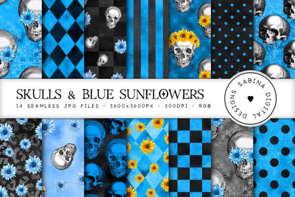 Skulls Blue Sunflowers Patterns: A Thoughtful Choice for Versatile Design Projects