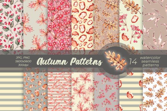 Watercolor Autumn Patterns