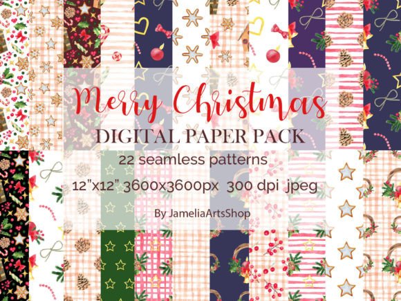 Watercolor Merry Christmas Patterns