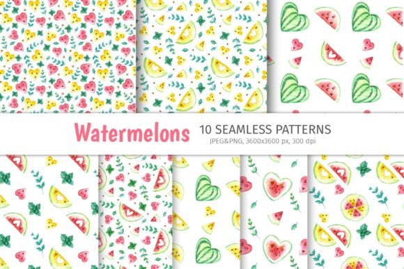 Watermelon Seamless Patterns, Summer