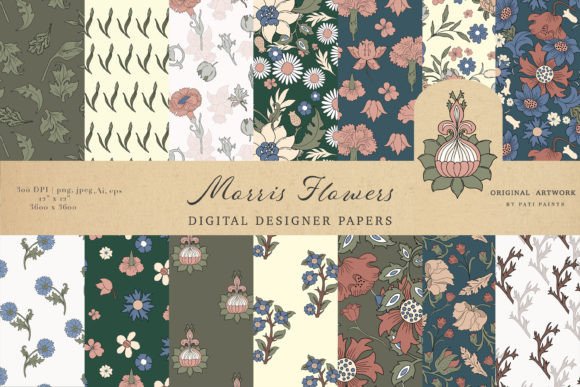 William Morris Seamless Patterns Vector